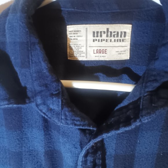 Urban pipeline mens large buffalo plaid blue flannel - Picture 2 of 3